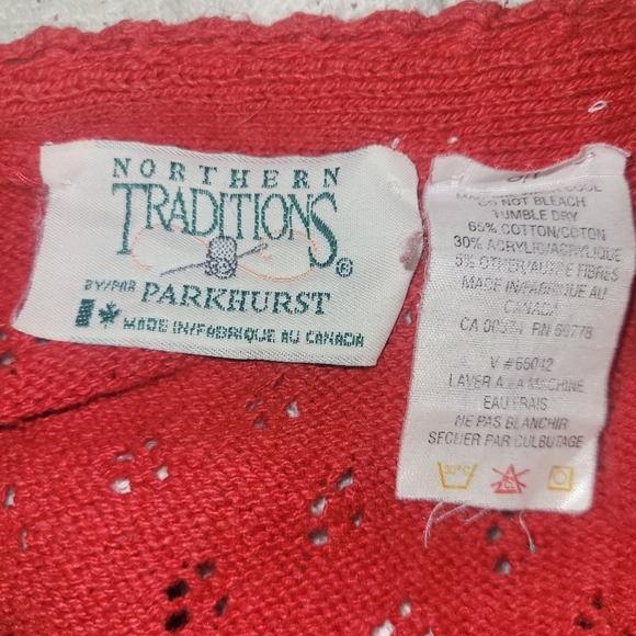 Northern Traditions Red and Black Argyle & Dog Knit Sweater S - Picture 9 of 9